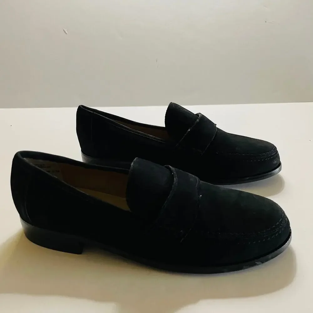 Dolcis Leather Black Suede Loafers Size 6